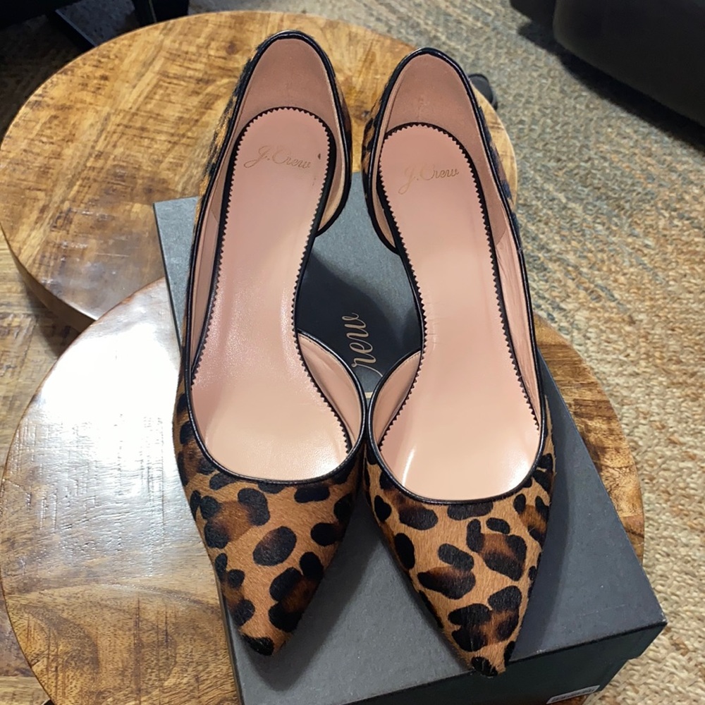 J. Crew Colette d’Orsay pumps in leopard calf hair